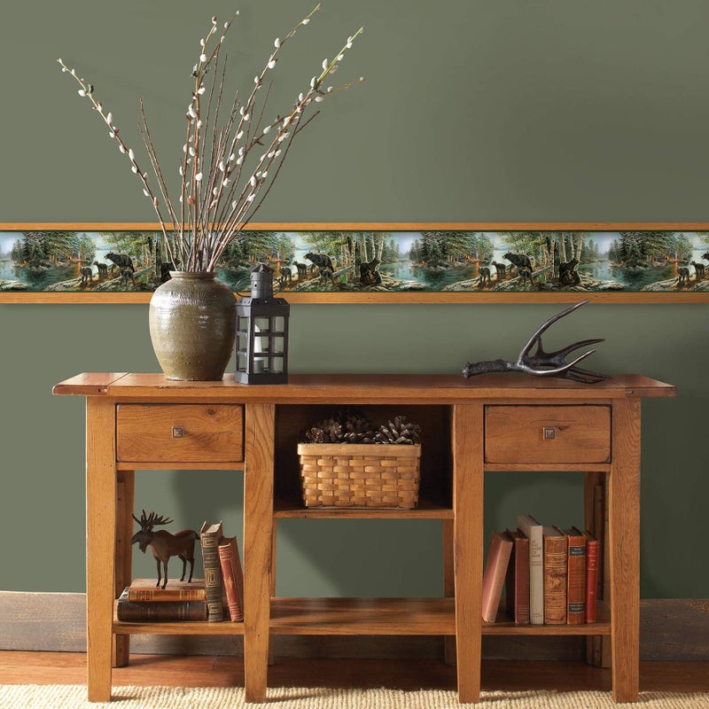 Chesapeake TLL01531B Salvador Green Bear Necessities Border Wallpaper - Image 2